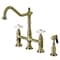 Kingston Brass KS1273PXBS Heritage Bridge Kitchen Faucet W/Brass Sprayer, Brass KS1273PXBS - alternate 1